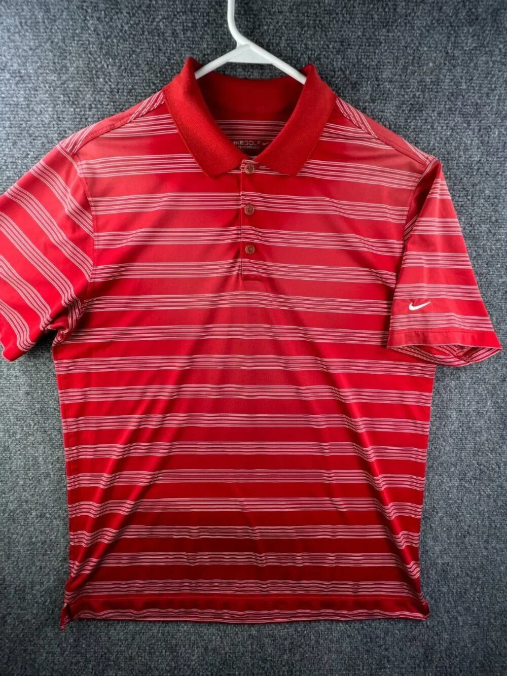 Nike Golf Men's Large Short Sleeve Orange Polo Shirt Striped Dri-fit Adult